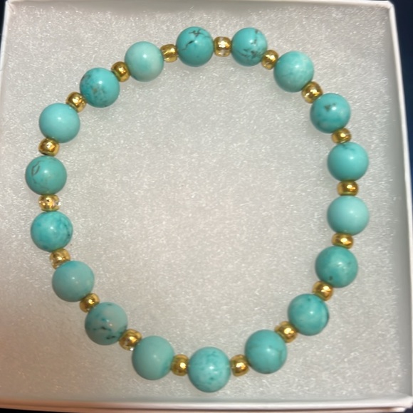 Handmade Turquoise Bead Stretchy Bracelets – Perfect for Gifting! - Picture 3 of 6